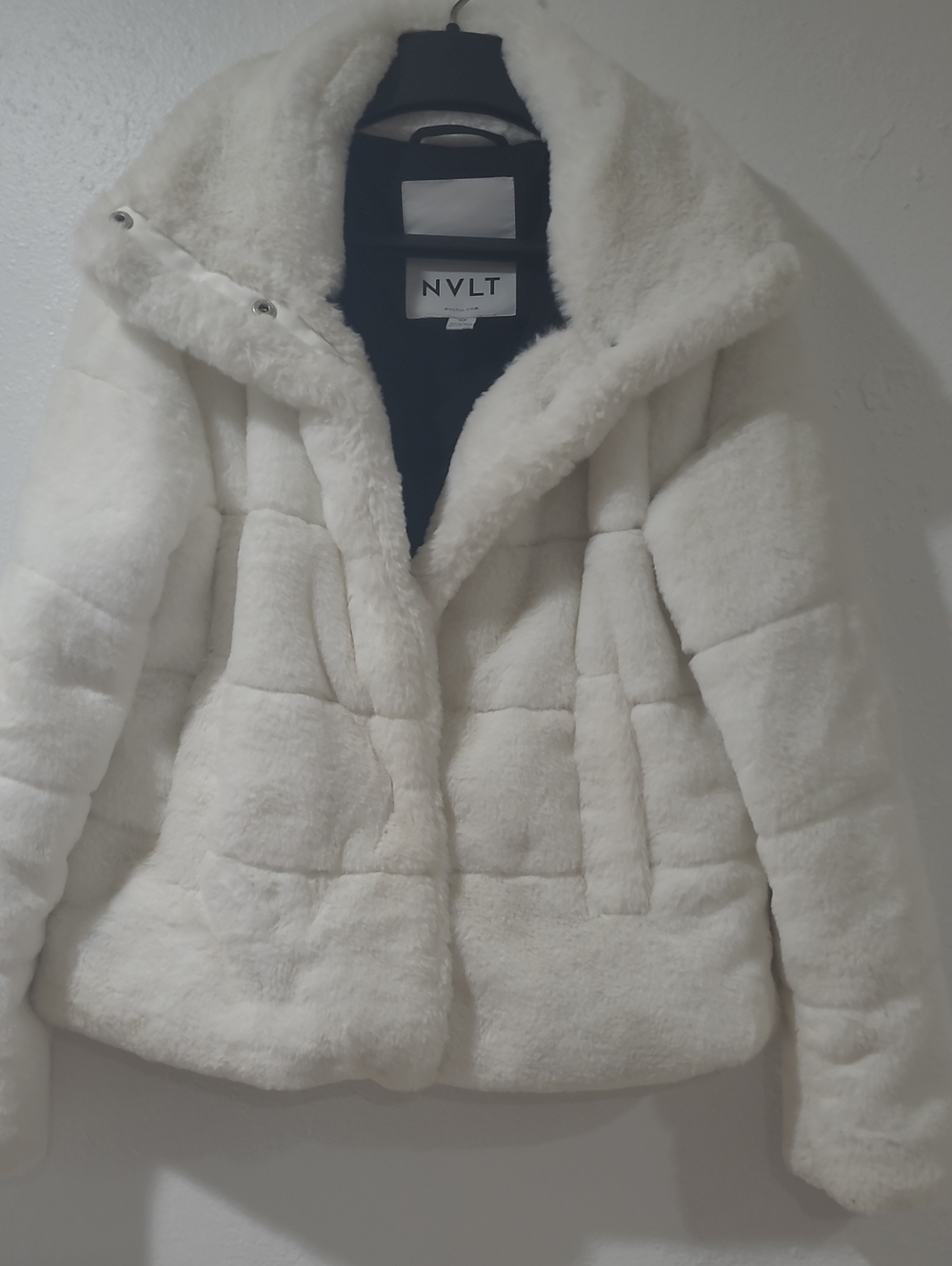 NVLT Women's Cream Faux Fur Teddy Jacket
